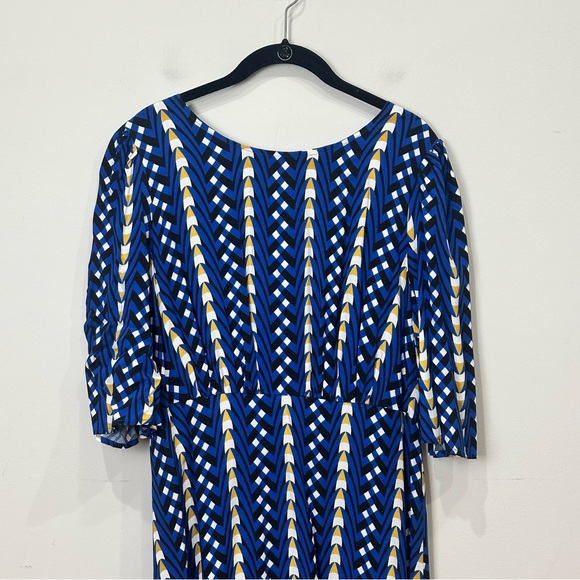 Anthropologie The Odell’s Marjorie Midi Geometric Blue Dress - Picture 4 of 8